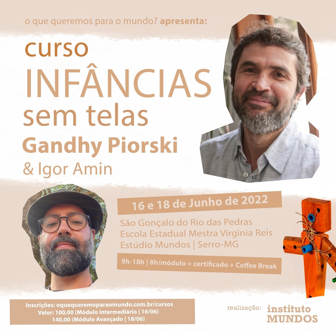 Curso “Infâncias sem telas” com Igor Amin e Gandhy Piorski